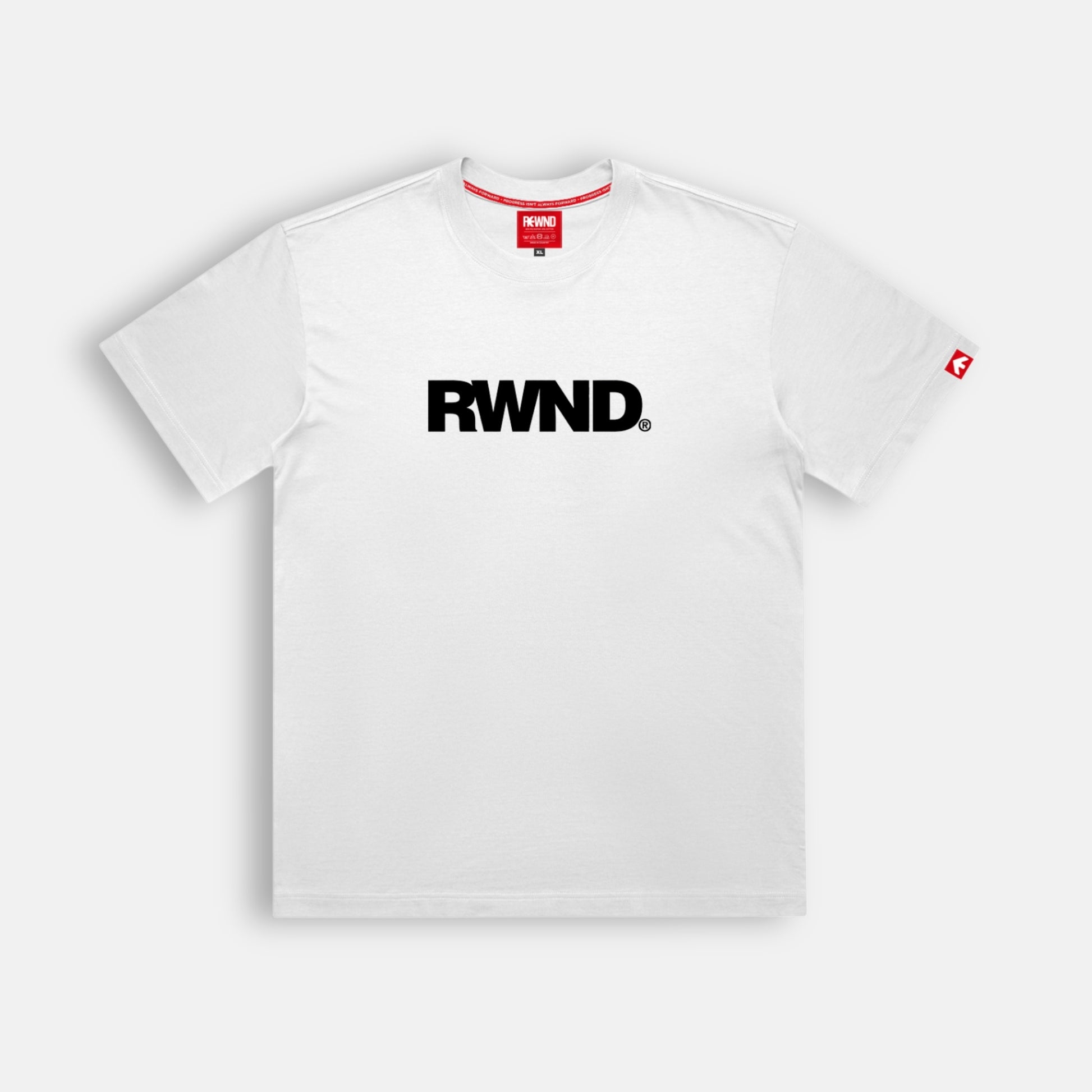 Rewind "R" Logo Tee - Front View | Vintage Streetwear Core Essential