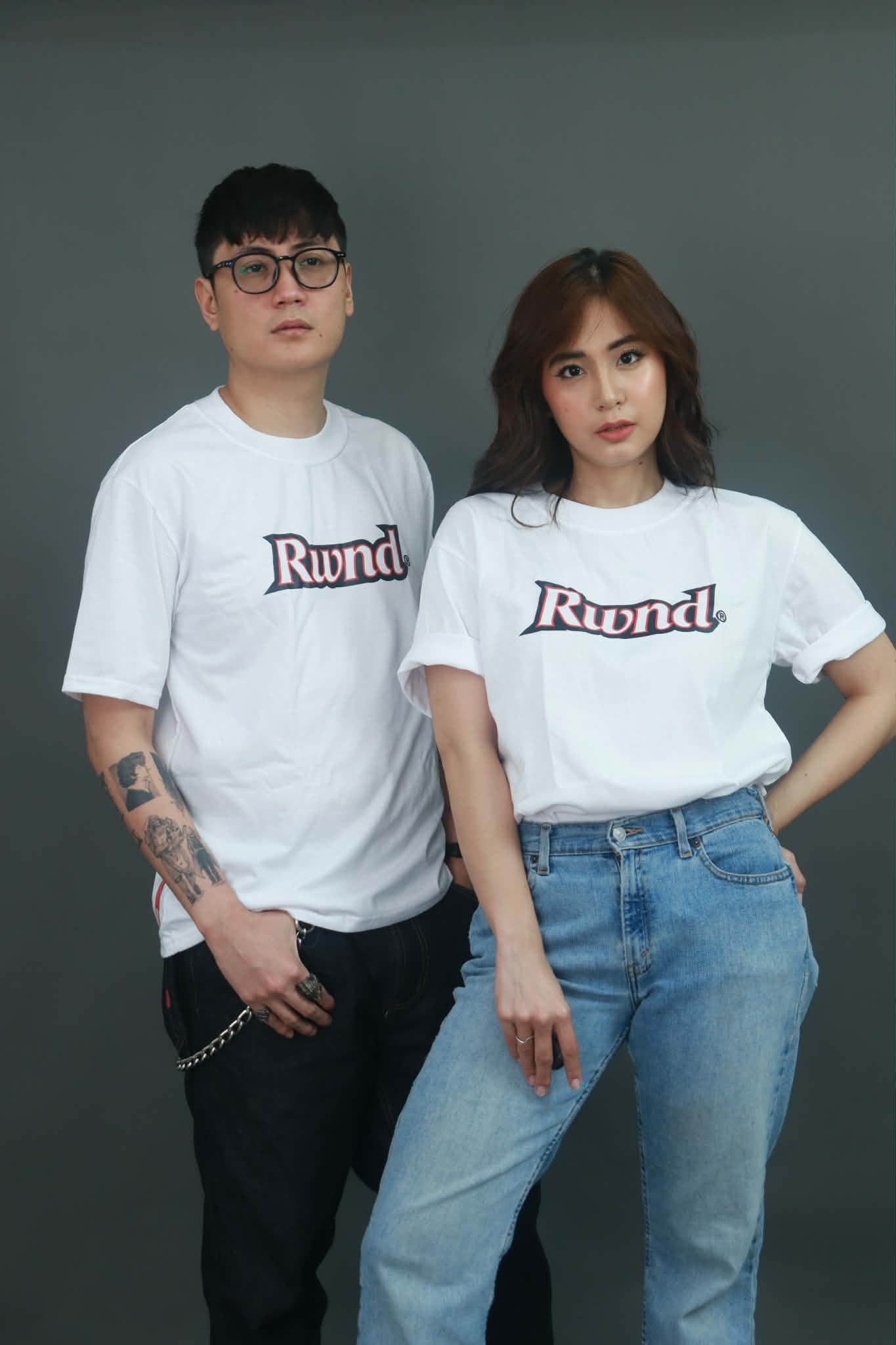 Model wearing RWND Typography Tee | Everyday Vintage Streetwear